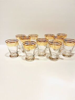 Vintage West Virginia Glass Regent Handled Shot Glasses Set of 11